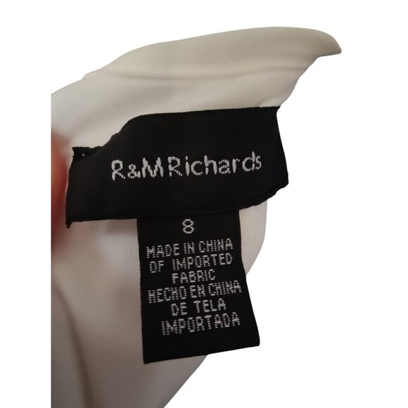 R&M Richards Ivory & Black Tie-Back Halter Midi Dress W Beaded Waist 8 - Picture 5 of 11
